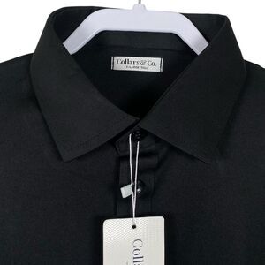 Collars & Co Polo Shirt Mens XL Tall Black Dress Collar Golf Office Stretch NWT